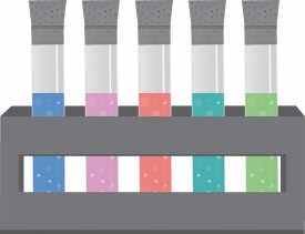 group of colorful test tubes in a holder vector gray color