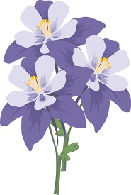 group of purple colombine flowers clipart
