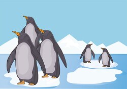 group penguins on ice in Antarctica clipart