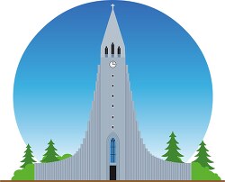 hallgrímskirkja cathedral reykjavik iceland clipart