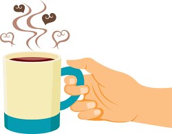 hand holding a hot steamy cup of coffee