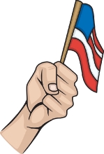 hand holding american flag clipart