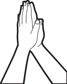 Hands Together in Prayer Outline Clipart