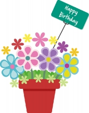 happy birthday potted flowers