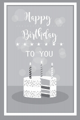 happy birthday wish and cake candles pink background gray color