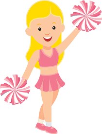 happy cheerleaders inpink outfit clipart