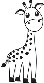 happy giraffe standing in grassland black outline clipart