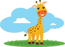 happy giraffe standing in grassland clipart