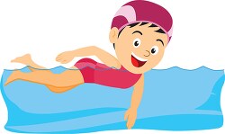 happy girl swimming  in pool clipart