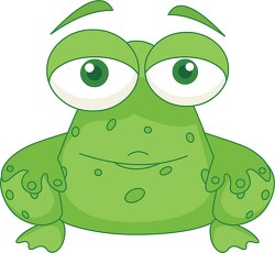 happy green frog character with big eyes clipart