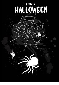 happy halloween spider on web black background clipart