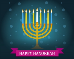 happy hanukkah lighted menorah hanukkah holiday clipart
