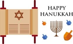 happy hanukkah torah scroll menorah hanukkah holiday clipart