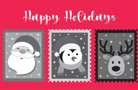 happy holiday christmas stamps gray color