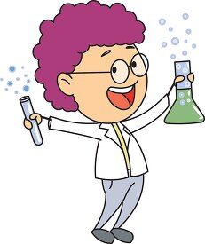 happy scientist with test tbue and beaker clipart