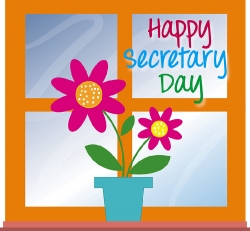 happy secretaries day flowers window clipart