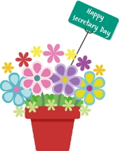happy secretary day potted flowers clipart