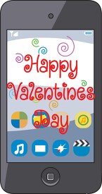 happy valentines day message on phone clipart.eps