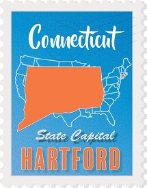 hartford connecticut state map stamp clipart