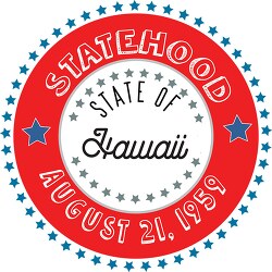 Hawaii statehood 1959 date statehood round style with stars clip