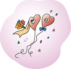 heart balloons with flowers clipart