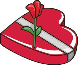 heart shaped box of candy with red rose clipart 2