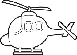 helicopter cartoon style black outline clipart