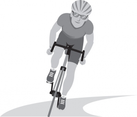 helmet wearing cyclist riding bike gray color