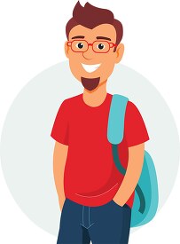 high school student with backpack at school clipart clipart