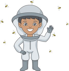 honey production beekeeper in protective clothing clipart