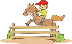 horse and rider jumping over hurdle