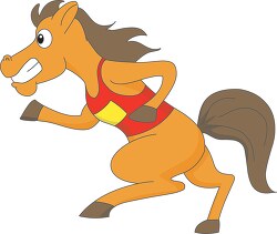 horse cartoon character running clipart