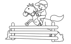 horse crossing the hurdle black white outline