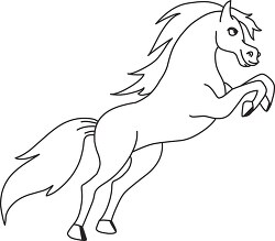 horse on two legs black white outline clipart