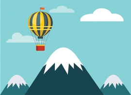 hot air balloon flying top of mountain clipart