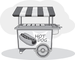 hot dog cart stand gray clipart