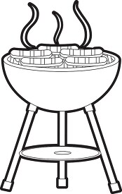 hot dogs on barbaque grill black white outline clipart