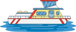 houseboat in water clipart