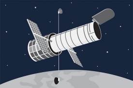 hubble telescope in space astronomy educational clip art graphic