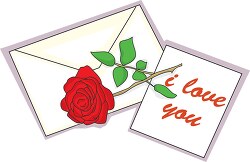 i love you letter with rose clipart