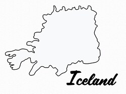 iceland country map black white clipart