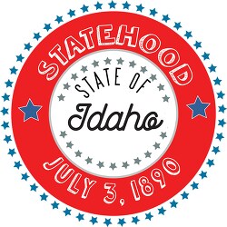 Idaho statehood 1890 date statehood round style with stars clipa