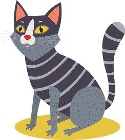 illustrated gray stripped cat clipart