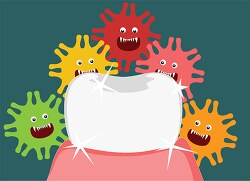 illustration of germs attacking on tooth clipart