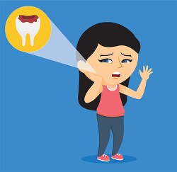 illustration of girl having painful toothache clipart