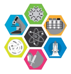 illustration of science and education symbols icons gray color
