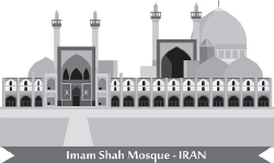 imam shah mosque iran gray clipart