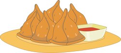 indian snack samosa with sauce clipart