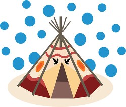 indian tee pee with blue background clipart