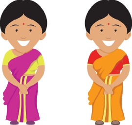 indian woman wearing sari treditional costume clipart